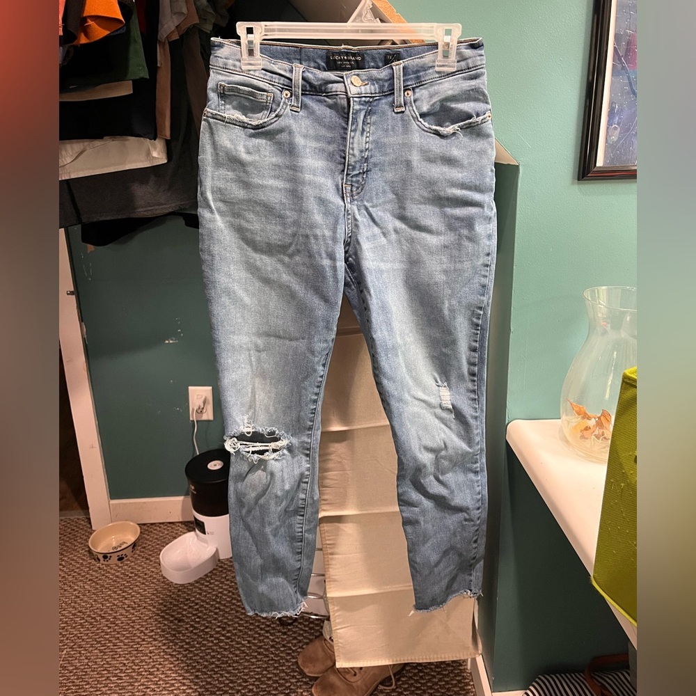Lucky Brand Blue Skinny Jeans with Distressed Details